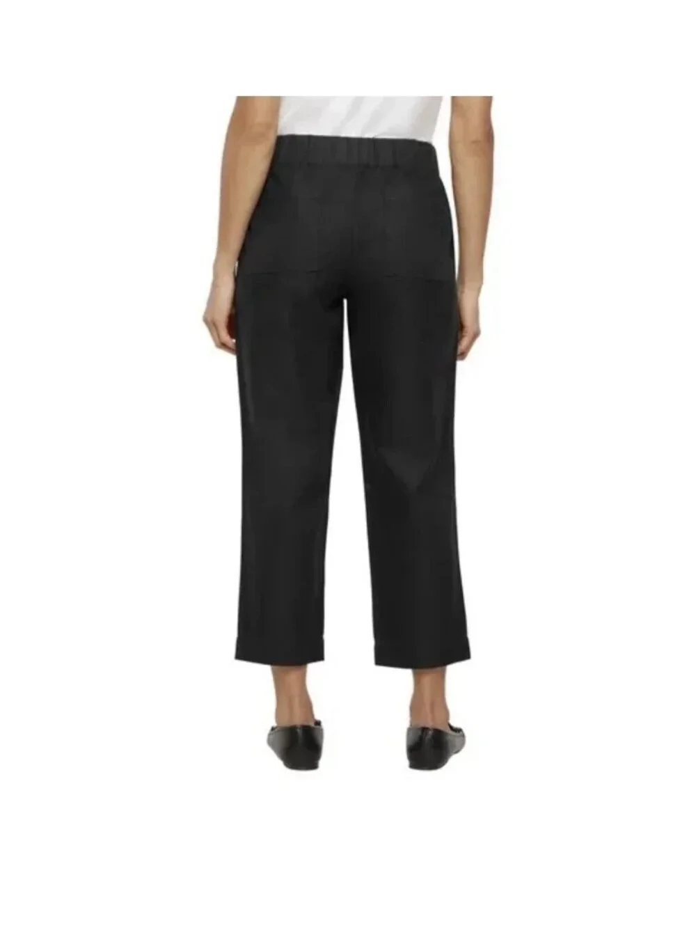 NWT Banana Republic Women's L Linen Blend Tapered Crop Pants Black F1288